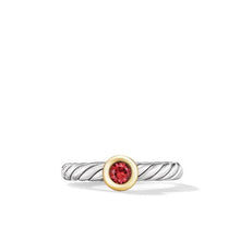 Load image into Gallery viewer, Petite Cable Ring in Sterling Silver with 14K Yellow Gold and Rhodolite Garnet, 2.8mm
