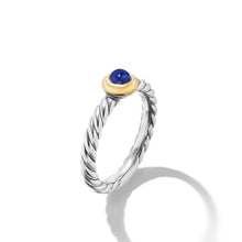 Load image into Gallery viewer, Petite Cable Ring in Sterling Silver with 14K Yellow Gold and Lapis Lazuli, 2.8mm
