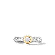 Load image into Gallery viewer, Petite Cable Ring in Sterling Silver with 14K Yellow Gold and Pearl, 2.8mm
