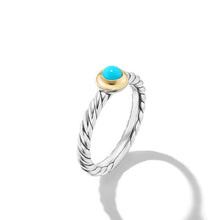 Load image into Gallery viewer, Petite Cable Ring in Sterling Silver with 14K Yellow Gold and Turquoise, 2.8mm

