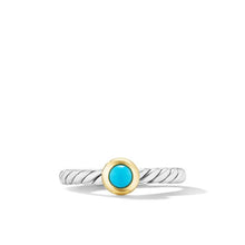 Load image into Gallery viewer, Petite Cable Ring in Sterling Silver with 14K Yellow Gold and Turquoise, 2.8mm
