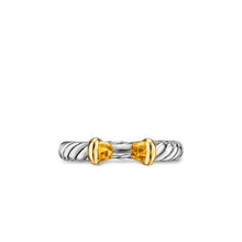 Load image into Gallery viewer, Petite Cable Open Ring in Sterling Silver with 14K Yellow Gold and Citrine, 3.4mm
