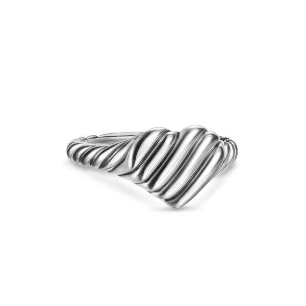 Sculpted Cable Heart Pinky Ring in Sterling Silver, 9mm