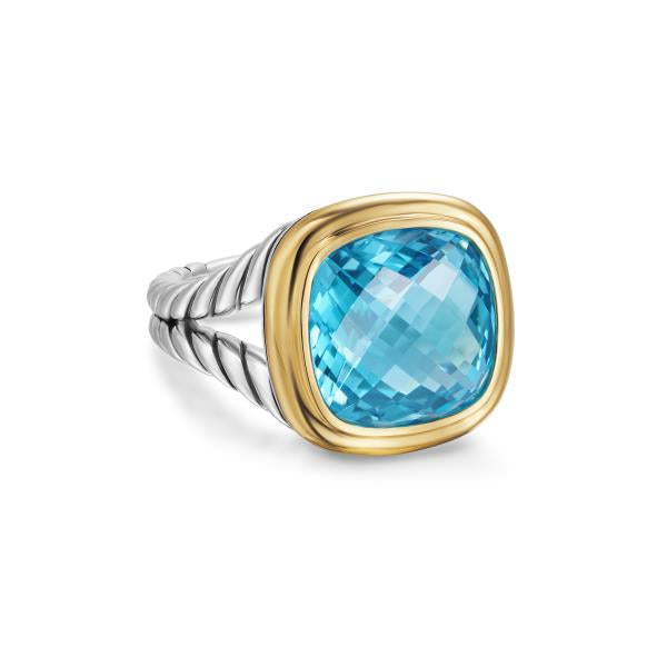 Albion Ring in Sterling Silver with 18K Yellow Gold and Blue Topaz, 11mm