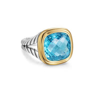 Albion Ring in Sterling Silver with 18K Yellow Gold and Blue Topaz, 11mm