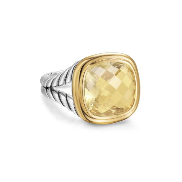 Albion Ring in Sterling Silver with 18K Yellow Gold and Champagne Citrine, 11mm