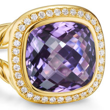 Load image into Gallery viewer, Albion Ring in 18K Yellow Gold with Amethyst and Diamonds, 11mm
