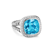Load image into Gallery viewer, Albion  Ring in Sterling Silver with Blue Topaz and Diamonds, 11mm
