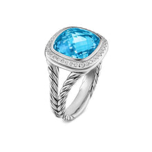 Load image into Gallery viewer, Albion  Ring in Sterling Silver with Blue Topaz and Diamonds, 11mm
