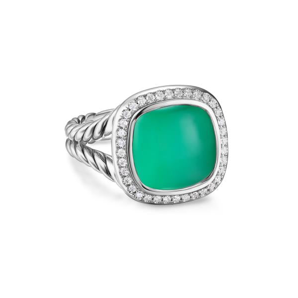Albion Oval Ring in Sterling Silver with Lagoon Orchid and Diamonds, 11.5mm