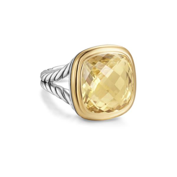 Albion Ring in Sterling Silver with 18K Yellow Gold and Champagne Citrine, 15mm