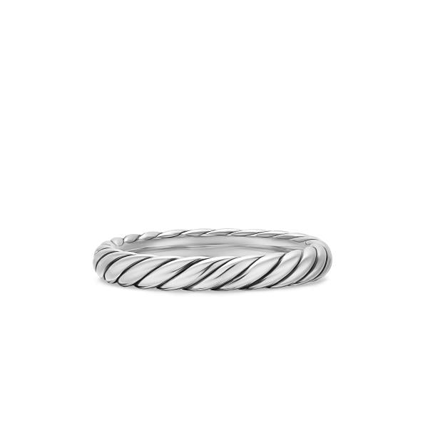 Cable Band Ring in Sterling Silver, 3.4mm