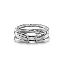 Load image into Gallery viewer, Crossover Three Row Ring in Sterling Silver with 18K Yellow Gold and Diamonds, 7mm
