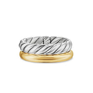 DY Mercer Two Row Ring in Sterling Silver with 18K Yellow Gold, 8mm