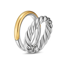 Load image into Gallery viewer, DY Mercer Two Row Ring in Sterling Silver with 18K Yellow Gold, 8mm

