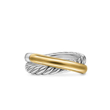 Load image into Gallery viewer, Crossover Two Row Ring in Sterling Silver with 14K Yellow Gold, 7.5mm

