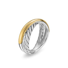 Load image into Gallery viewer, Crossover Two Row Ring in Sterling Silver with 14K Yellow Gold, 7.5mm
