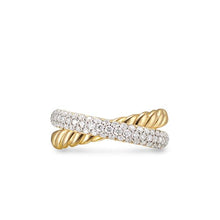 Load image into Gallery viewer, Crossover Two Row Ring in 18K Yellow Gold with Diamonds, 7.5mm
