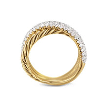 Load image into Gallery viewer, Crossover Two Row Ring in 18K Yellow Gold with Diamonds, 7.5mm
