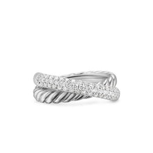 Load image into Gallery viewer, Crossover Two Row Ring in Sterling Silver with Diamonds, 7.5mm
