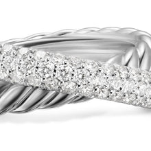 Load image into Gallery viewer, Crossover Two Row Ring in Sterling Silver with Diamonds, 7.5mm
