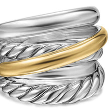 Load image into Gallery viewer, Crossover Five Row Ring in Sterling Silver with 14K Yellow Gold, 17.5mm
