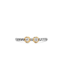 Load image into Gallery viewer, Cable Open Round Ring in Sterling Silver with 18K Yellow Gold and Diamonds, 3.9mm
