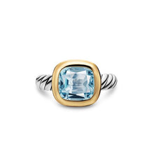 Load image into Gallery viewer, DY Mercera Color Stone Ring in Sterling Silver with 18K Yellow Gold and Sky Blue Topaz, 10mm

