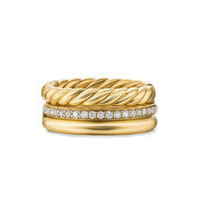 Load image into Gallery viewer, DY Mercer Three Row Ring in 18K Yellow Gold with Diamonds, 8.9mm
