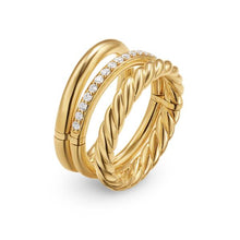Load image into Gallery viewer, DY Mercer Three Row Ring in 18K Yellow Gold with Diamonds, 8.9mm
