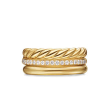 Load image into Gallery viewer, DY Mercer Three Row Ring in 18K Yellow Gold with Diamonds, 8.9mm
