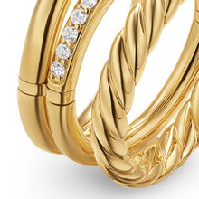 Load image into Gallery viewer, DY Mercer Three Row Ring in 18K Yellow Gold with Diamonds, 8.9mm
