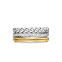 Load image into Gallery viewer, DY Mercer Three Row Ring in Sterling Silver with 18K Yellow Gold and Diamonds, 8.9mm
