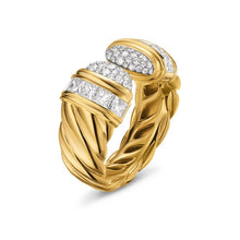 Load image into Gallery viewer, Sculpted Cable Open Cocktail Ring in 18K Yellow Gold with Diamonds, 12.4mm

