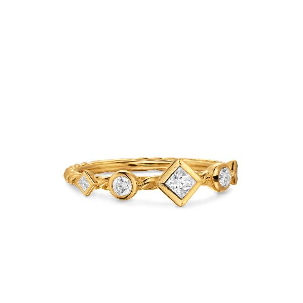 Petite Modern Renaissance Band Ring in 18K Yellow Gold with Diamonds, 6.4mm