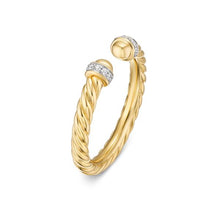 Load image into Gallery viewer, Cable Band Open Ring in 18K Yellow Gold with Diamonds, 2.8mm
