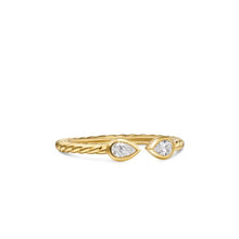 Load image into Gallery viewer, Petite Modern Renaissance Open Pear Ring in 18K Yellow Gold with Diamonds, 3.7mm
