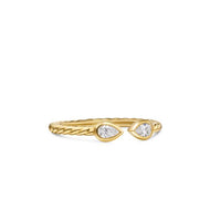Petite Modern Renaissance Open Pear Ring in 18K Yellow Gold with Diamonds, 3.7mm