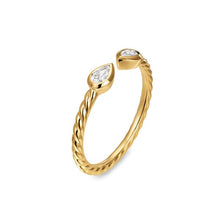 Load image into Gallery viewer, Petite Modern Renaissance Open Pear Ring in 18K Yellow Gold with Diamonds, 3.7mm
