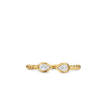 Load image into Gallery viewer, Petite Modern Renaissance Open Pear Ring in 18K Yellow Gold with Diamonds, 3.7mm
