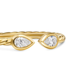 Load image into Gallery viewer, Petite Modern Renaissance Open Pear Ring in 18K Yellow Gold with Diamonds, 3.7mm
