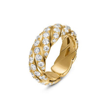 Load image into Gallery viewer, Sculpted Cable Flex Band Ring in 18K Yellow Gold with Diamonds, 7.5mm
