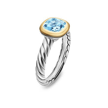 Load image into Gallery viewer, DY Mercera Color Stone Ring in Sterling Silver with 18K Yellow Gold and Sky Blue Topaz, 7mm
