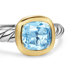 Load image into Gallery viewer, DY Mercer  Color Stone Ring in Sterling Silver with 18K Yellow Gold and Sky Blue Topaz, 7mm
