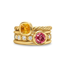 Load image into Gallery viewer, DY Mercer Color Stone Multi Row Ring in 18K Yellow Gold with Citrine, Pink Tourmaline and Diamonds, 10mm
