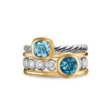 Load image into Gallery viewer, DY Mercer Color Stone Multi Row Ring in Sterling Silver with 18K Yellow Gold, Blue Topaz and Diamonds, 10mm
