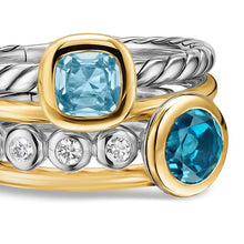 Load image into Gallery viewer, DY Mercer Color Stone Multi Row Ring in Sterling Silver with 18K Yellow Gold, Blue Topaz and Diamonds, 10mm
