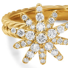 Load image into Gallery viewer, Starburst Multi Star Ring in 18K Yellow Gold with Diamonds, 17.7mm
