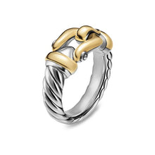 Load image into Gallery viewer, Buckle Ring in Sterling Silver with 14K Yellow Gold, 10.4mm
