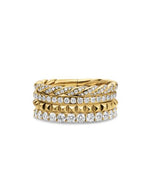 Petite Pave Four Row Pyramid Ring in 18K Yellow Gold with Diamonds, 8.6mm